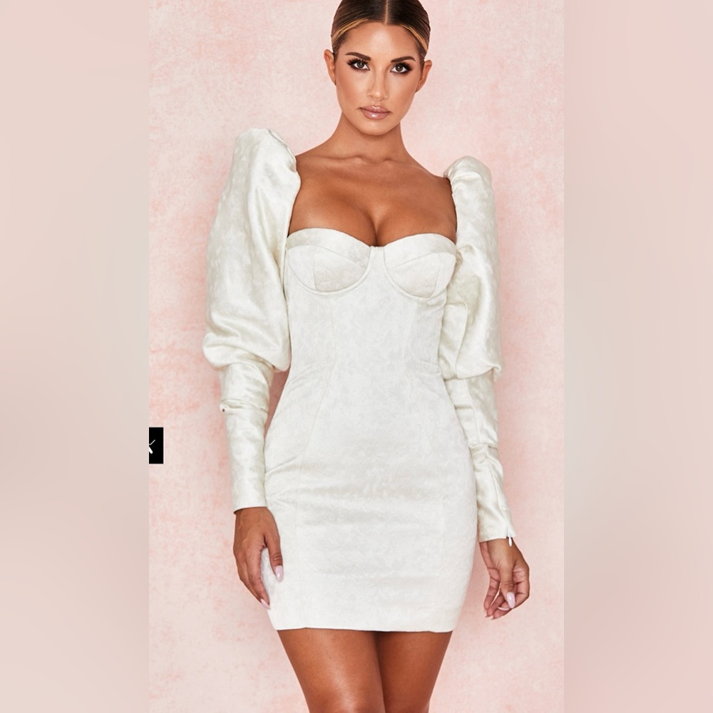 House of CB Cassia Jacquard Sleeve Mini Dress
